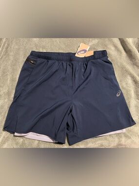 ASICS Men's Navy Athletic Running Shorts with Inner Liner